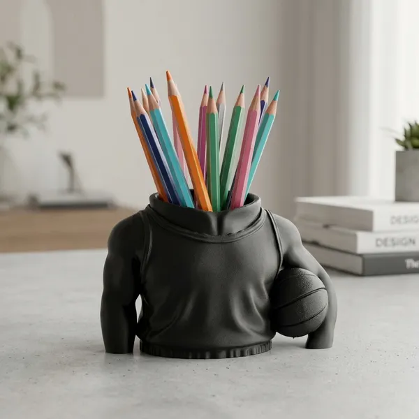 PLA_3D_Print__Modern_Hoodie_Torso_Shaped_Desk_Organizer_Pen_Holder