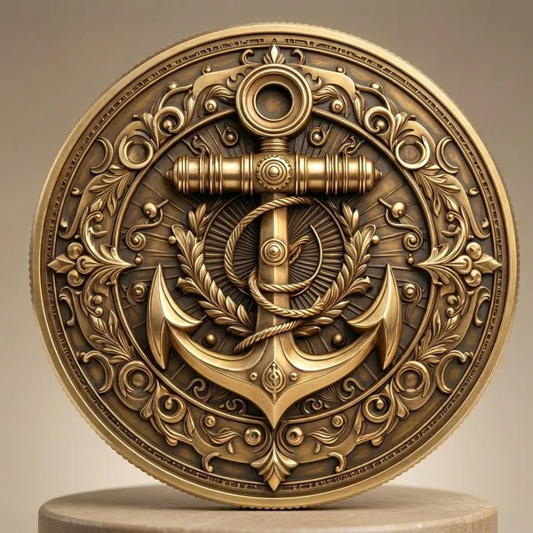 Brass_Decorative_Coin_Nautical_Anchor_Antique_Gold