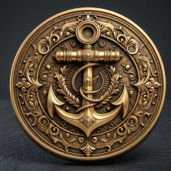 Brass_Decorative_Coin_Nautical_Anchor_Antique_Gold