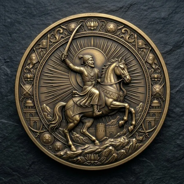 Brass_Decorative_Coin_Horseback_Warrior_Zodiac_Border_Relief