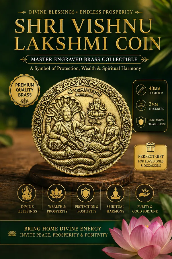 Brass_Decorative_Coin_Vishnu_Lakshmi_Shesha_Naga_Embossed