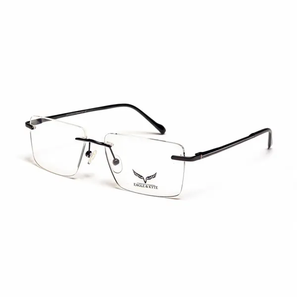 White_Black_Metal_Rimless_Rectangular_Eyeglasses_For_Unisex