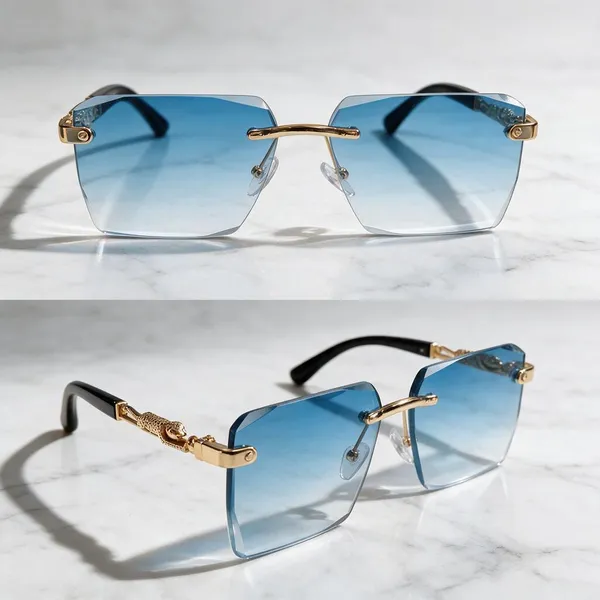 Blue_Rimless_Rectangular_Sunglasses_For_Women