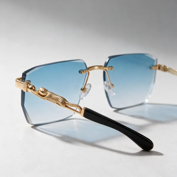 Blue_Rimless_Rectangular_Sunglasses_For_Women