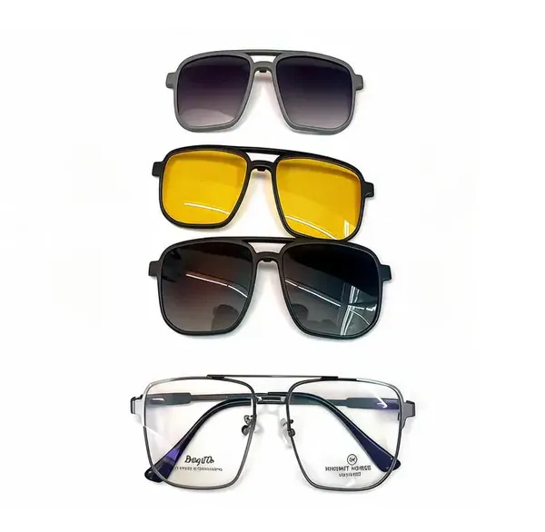 Multicolor_Titanium_Metal_Rectangular_Eyewear_Set_Of_4_For_Unisex