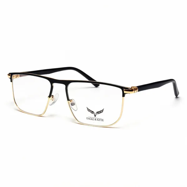 Black_Gold_Gum_Metal_Rectangular_Eyeglasses_For_Unisex
