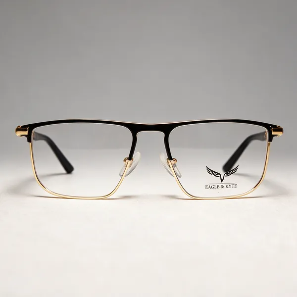 Black_Gold_Gum_Metal_Rectangular_Eyeglasses_For_Unisex