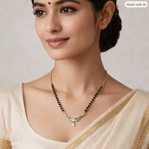 Silver_Black_Beaded_Leaf_Pendant_Mangalsutra_For_Women