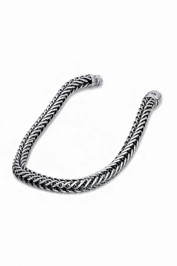 Silver_Sterling_Braided_Chain_Bracelet_For_Men