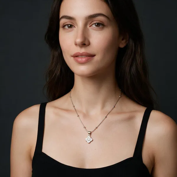 Silver_Sterling_Floral_Stone_Pendant_Necklace_For_Women