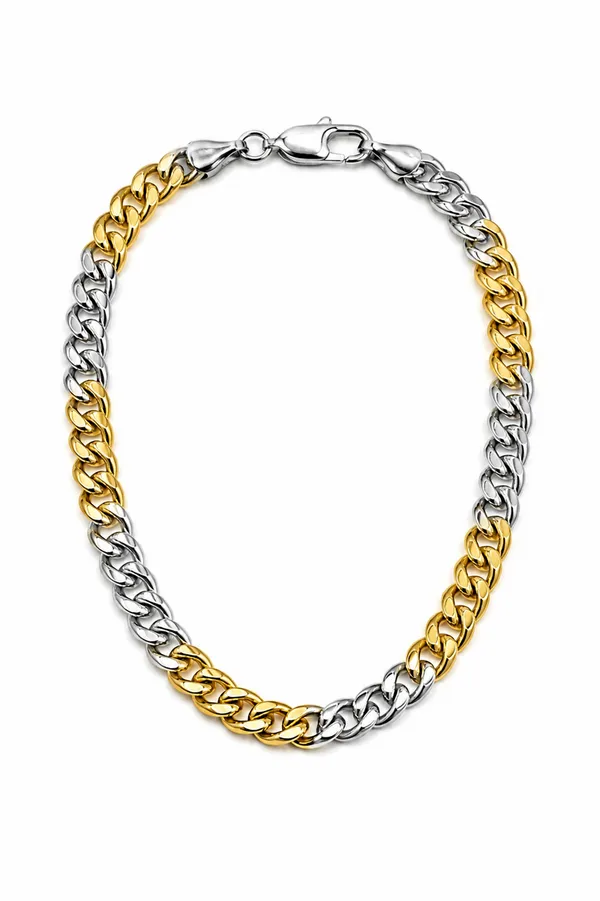 Silver_Gold_Two-Tone_Cuban_Link_Bracelet_For_Men