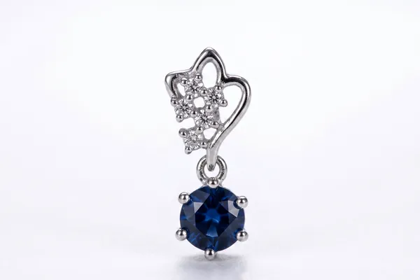 Silver_&_Blue_Sterling_Heart_Drop_Pendant_Necklace_For_Women