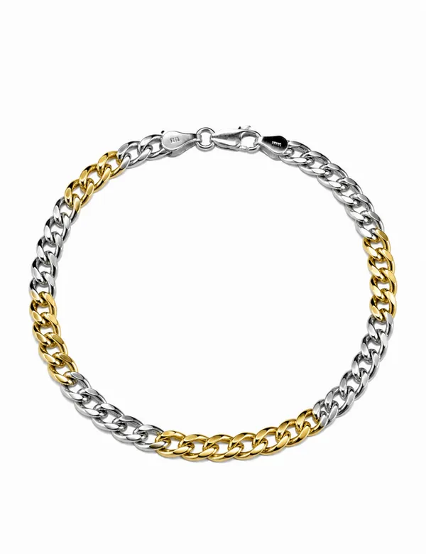 Silver_Gold_Two-Tone_Cuban_Link_Bracelet_For_Men