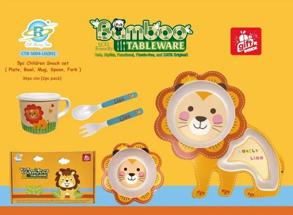 Brown_Bamboo_Fiber_Children_Snack_Set_For_Toddlers_And_Young_Children