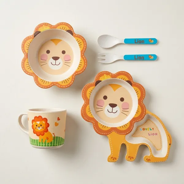 Brown_Bamboo_Fiber_Children_Snack_Set_For_Toddlers_And_Young_Children