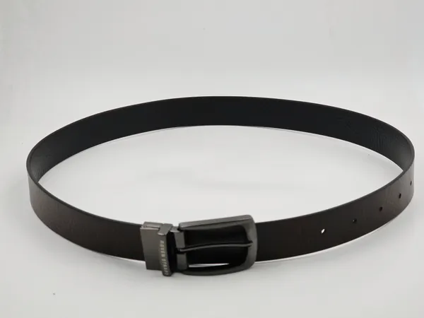 Brown_Textured_Belt_With_Black_Buckle_For_Men