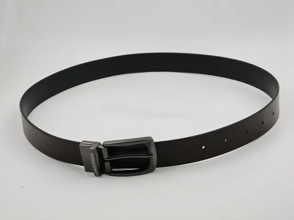 Brown_Textured_Belt_With_Black_Buckle_For_Men