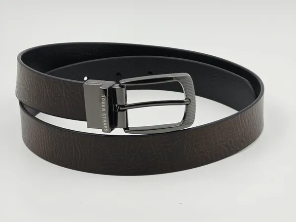 Brown_Textured_Belt_With_Black_Buckle_For_Men