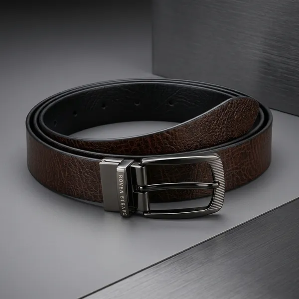 Brown_Textured_Belt_With_Black_Buckle_For_Men