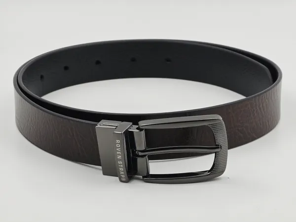 Brown_Textured_Belt_With_Black_Buckle_For_Men