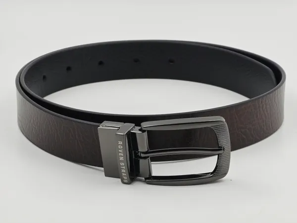 Brown_Textured_Belt_With_Black_Buckle_For_Men