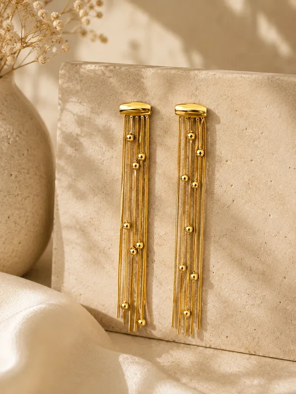 Gold_Tone_Multi-Strand_Tassel_Drop_Earrings_For_Women