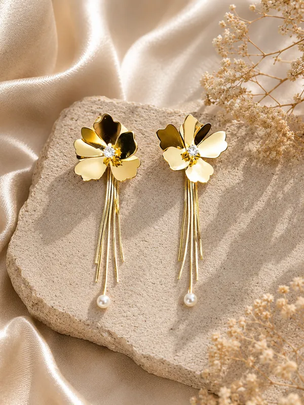 Gold_Floral_Pearl_Drop_Earrings_For_Women_-_Pack_Of_2