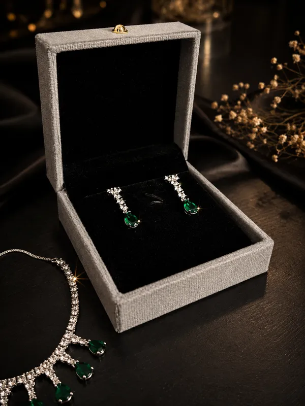 Emerald_Green_American_Diamond_Necklace_Set_with_Drop_Earrings_for_Women_|_Silver-Plated_CZ_Bridal,_Wedding_&_Party_Wear_Jewellery_|_Luxury_Gift_for_Women