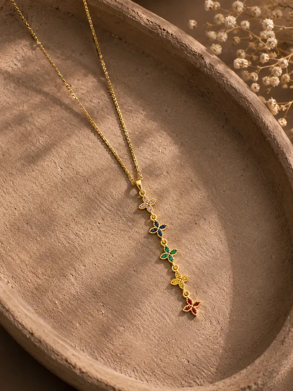 Gold_plated_floral_multi_colour_drop_chain_set