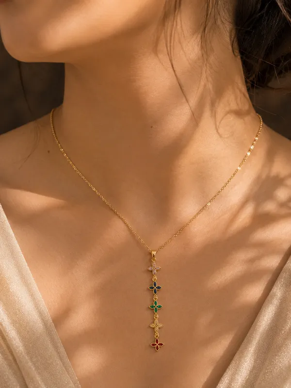 Gold_plated_floral_multi_colour_drop_chain_set