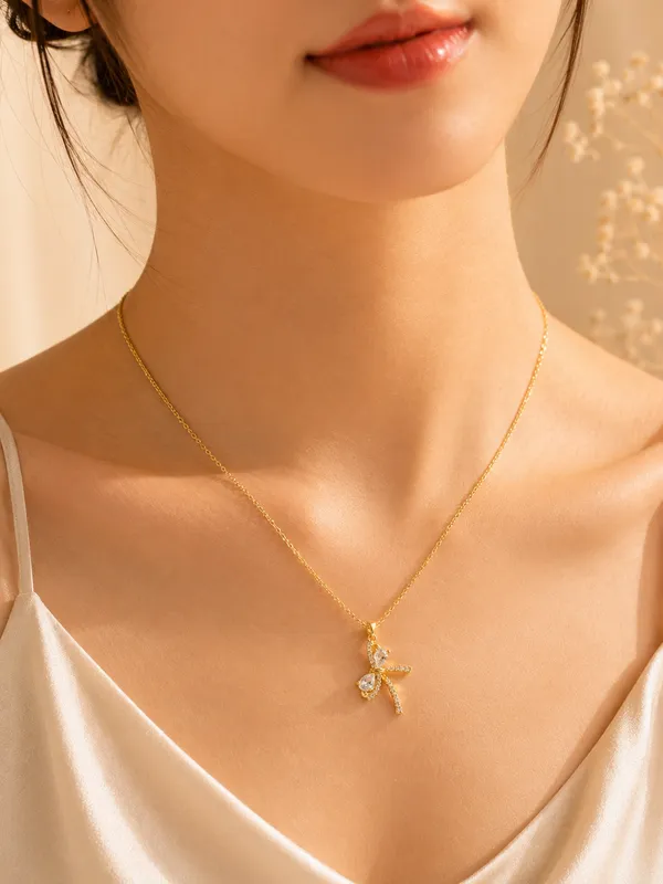 Gold_Tone_Cubic_Zirconia_Cross_Pendant_Necklace_For_Women
