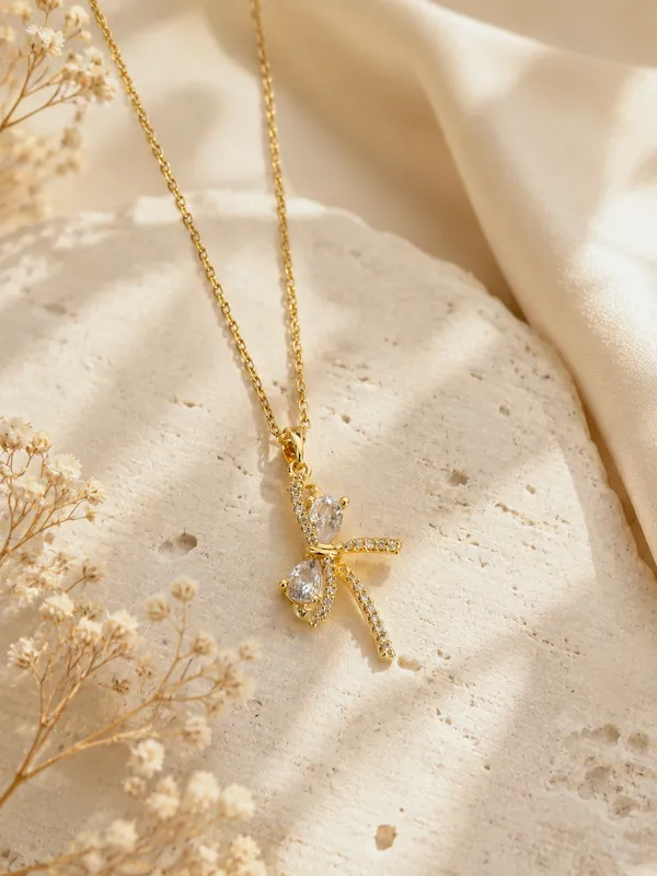 Gold_Tone_Cubic_Zirconia_Cross_Pendant_Necklace_For_Women