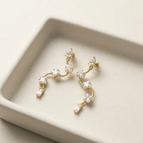 Gold_Plated_Cubic_Zirconia_Curved_Drop_Earrings_For_Women