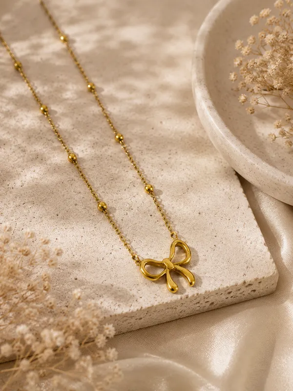 Luxury_Bow_Style_Pendant_Chain_Set_For_Girls_&_Women