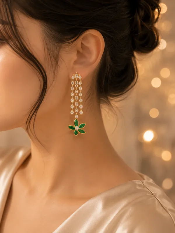 Luxury_Green_Emerald_Drop_Ad_Earring_Set_For_Women_And_Girls