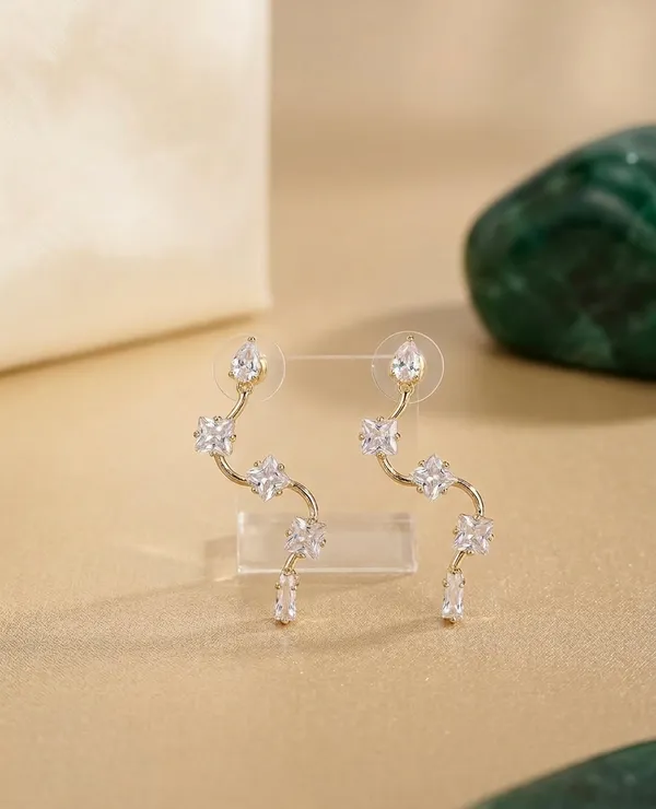 Gold_Plated_Cubic_Zirconia_Curved_Drop_Earrings_For_Women