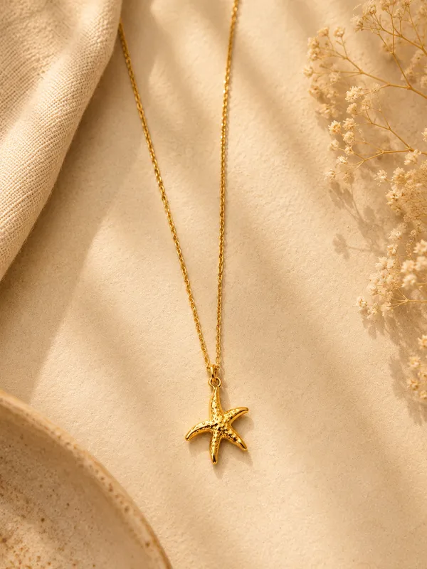 Premium_Star_Fish_Style_Pendant_And_Chain_Set_For_Women_&_Girls