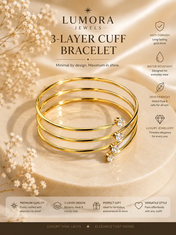 Premium_Three_Layer_Cuff_Bracelet_for_women_and_girls_|_Premium_Anti_Tarnish_Jewellery