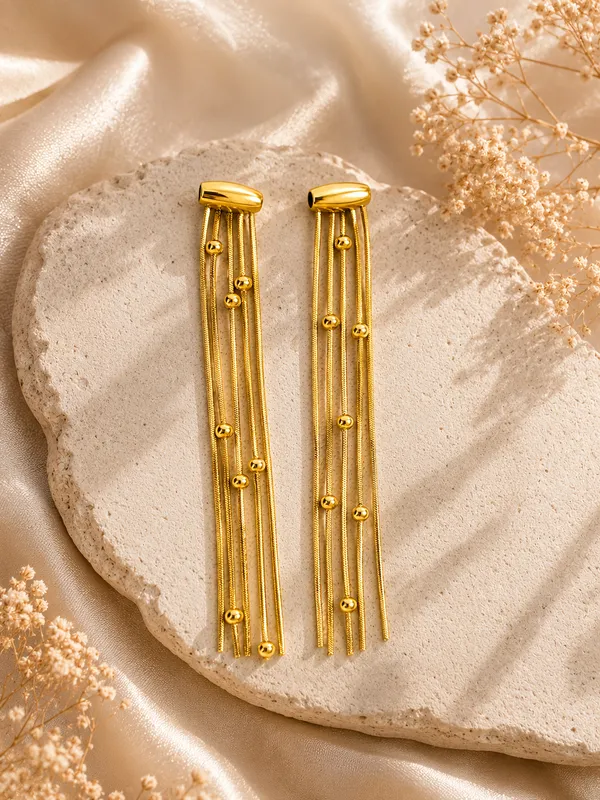 Gold_Tone_Multi-Strand_Tassel_Drop_Earrings_For_Women