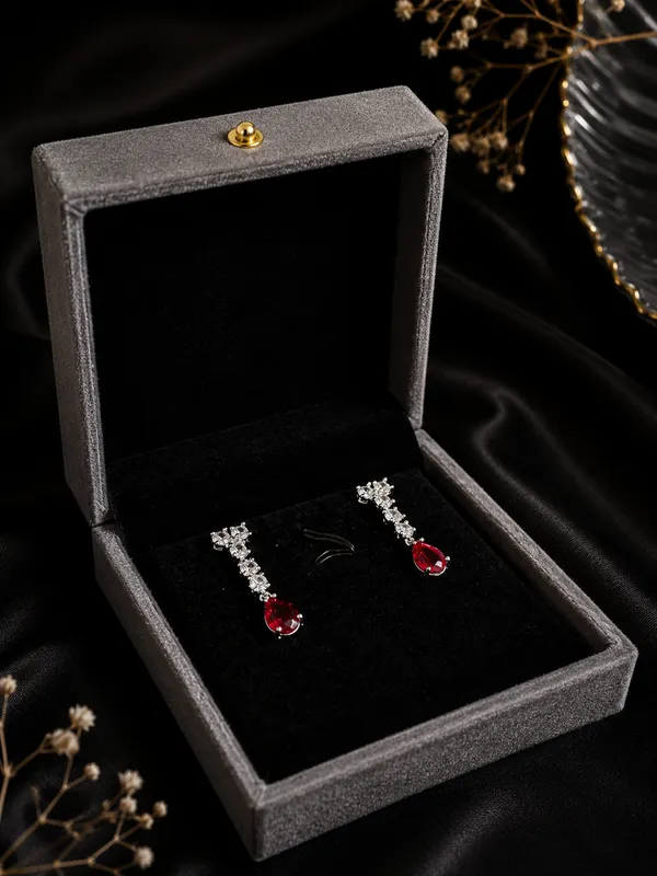 Ruby_Red_American_Diamond_Necklace_Set_with_Drop_Earrings_for_Women_|_Silver-Plated_CZ_Bridal,_Wedding_&_Party_Wear_Jewellery_|_Luxury_Gift_for_Women