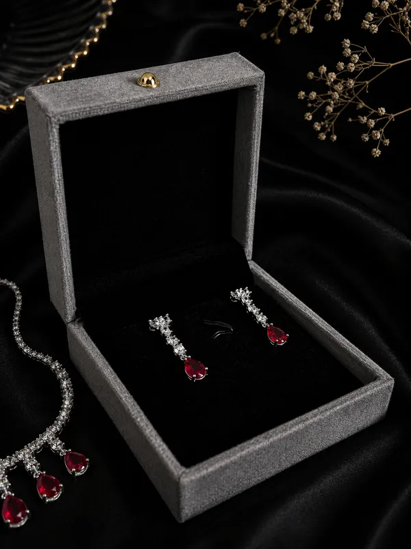 Ruby_Red_American_Diamond_Necklace_Set_with_Drop_Earrings_for_Women_|_Silver-Plated_CZ_Bridal,_Wedding_&_Party_Wear_Jewellery_|_Luxury_Gift_for_Women