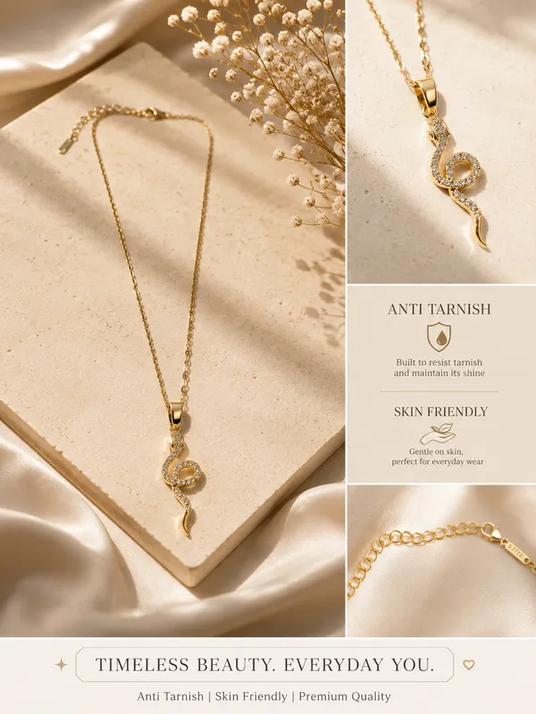 Gold_Plated_Snake_Design_Pendant_Necklace_For_Women