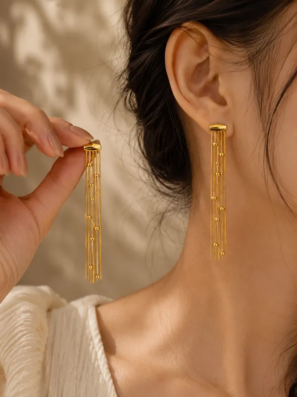 Gold_Tone_Multi-Strand_Tassel_Drop_Earrings_For_Women