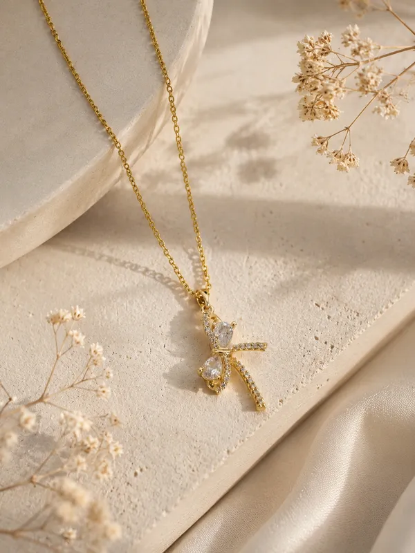Gold_Tone_Cubic_Zirconia_Cross_Pendant_Necklace_For_Women