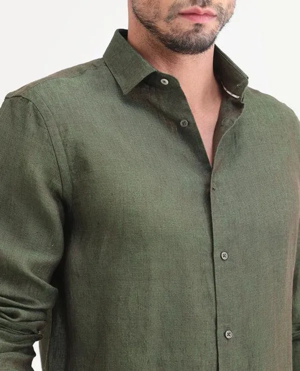 Olive_Green_Linen_Regular_Fit_Full_Sleeve_Shirt_For_Men