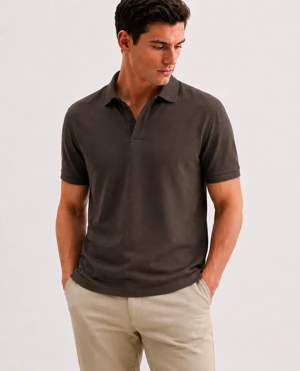 Charcoal_Grey_Cotton_Slim_Fit_Half_Sleeve_Polo_T-Shirt_For_Men