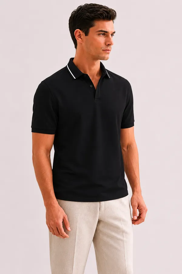 Black_Cotton_Slim_Fit_Polo_T-Shirt_For_Men