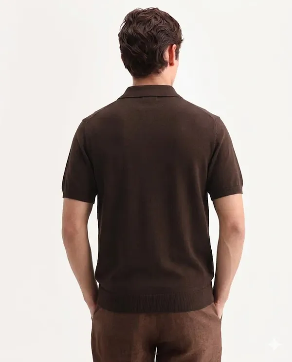 Brown_Cotton_Relaxed_Fit_Zipper_Collar_Polo_Shirt_For_Men