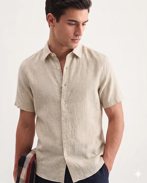 Beige_Linen_Relaxed_Fit_Half_Sleeve_Casual_Shirt_For_Men