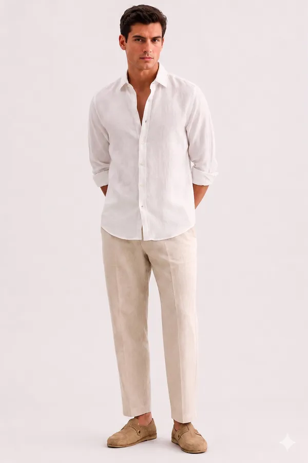 White_Linen_Regular_Fit_Full_Sleeve_Striped_Shirt_For_Men